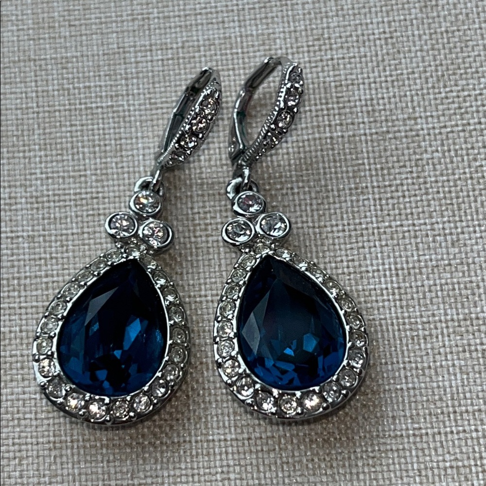 Givenchy Blue and Silver Teardrop Earrings